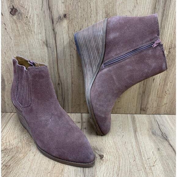 Frye And Co. Women’s Wedge Booties Kaye Chelsea Size 11 M Brown Suede Zip Ankle - Picture 1 of 16